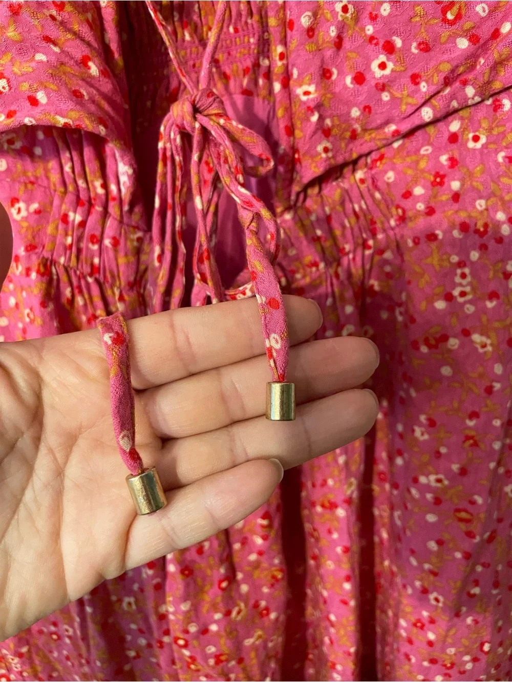 Free People Pink Floral Smocked Skater Dress Femme Florence Mini Medium